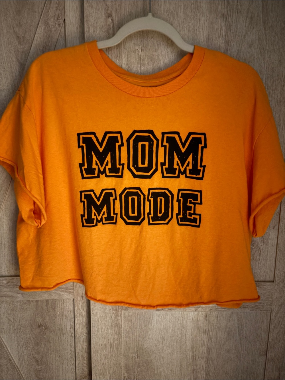 Fashion Nova Orange "MOM MODE" Cropped Tee